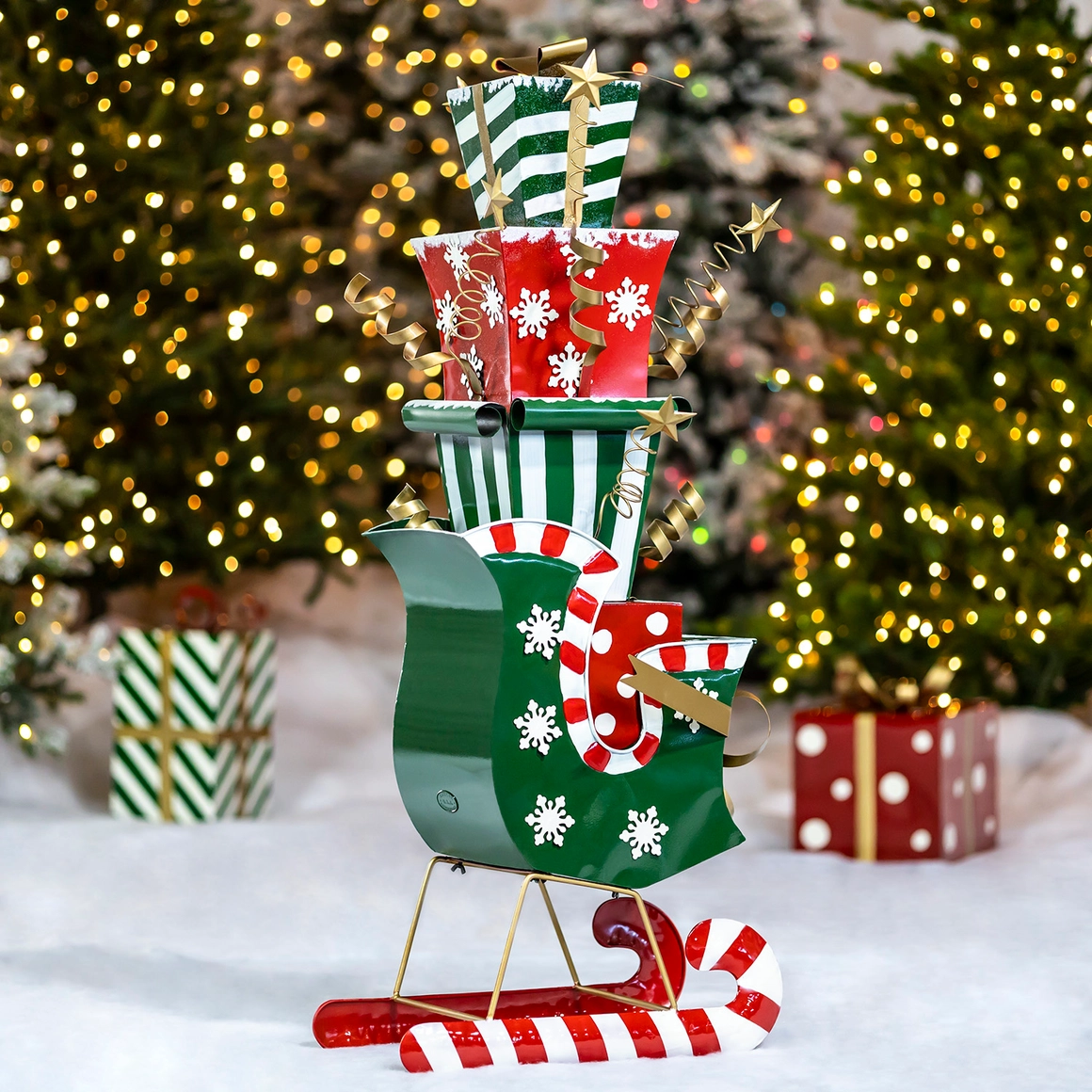 Large Iron Christmas Sleigh with Presents, Multi - 4ft Tall - Image 4