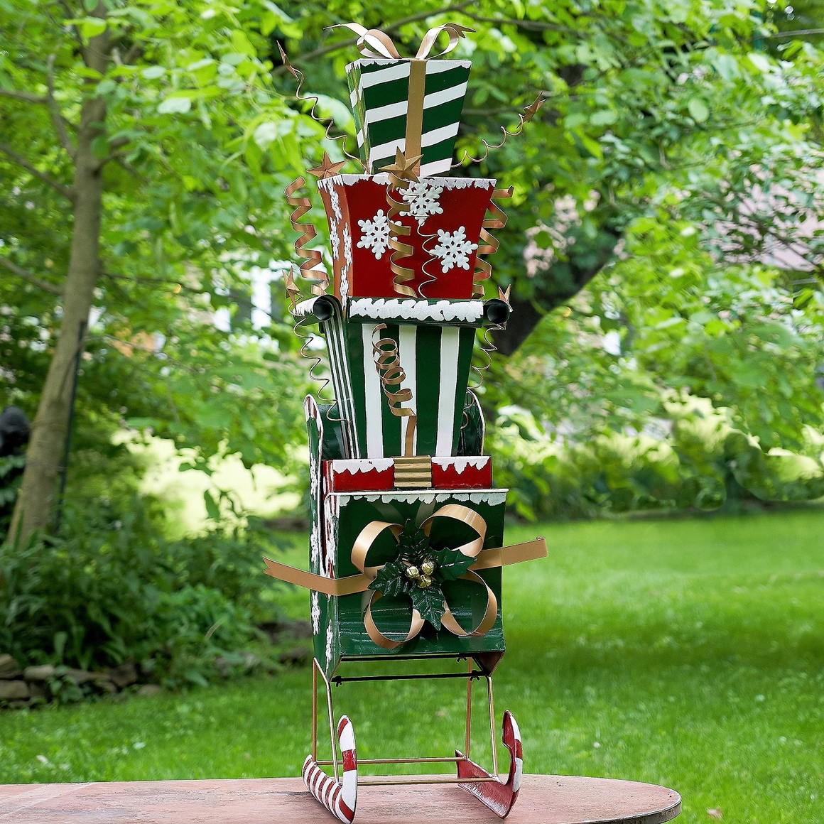 Large Iron Christmas Sleigh with Presents, Multi - 4ft Tall - Image 2