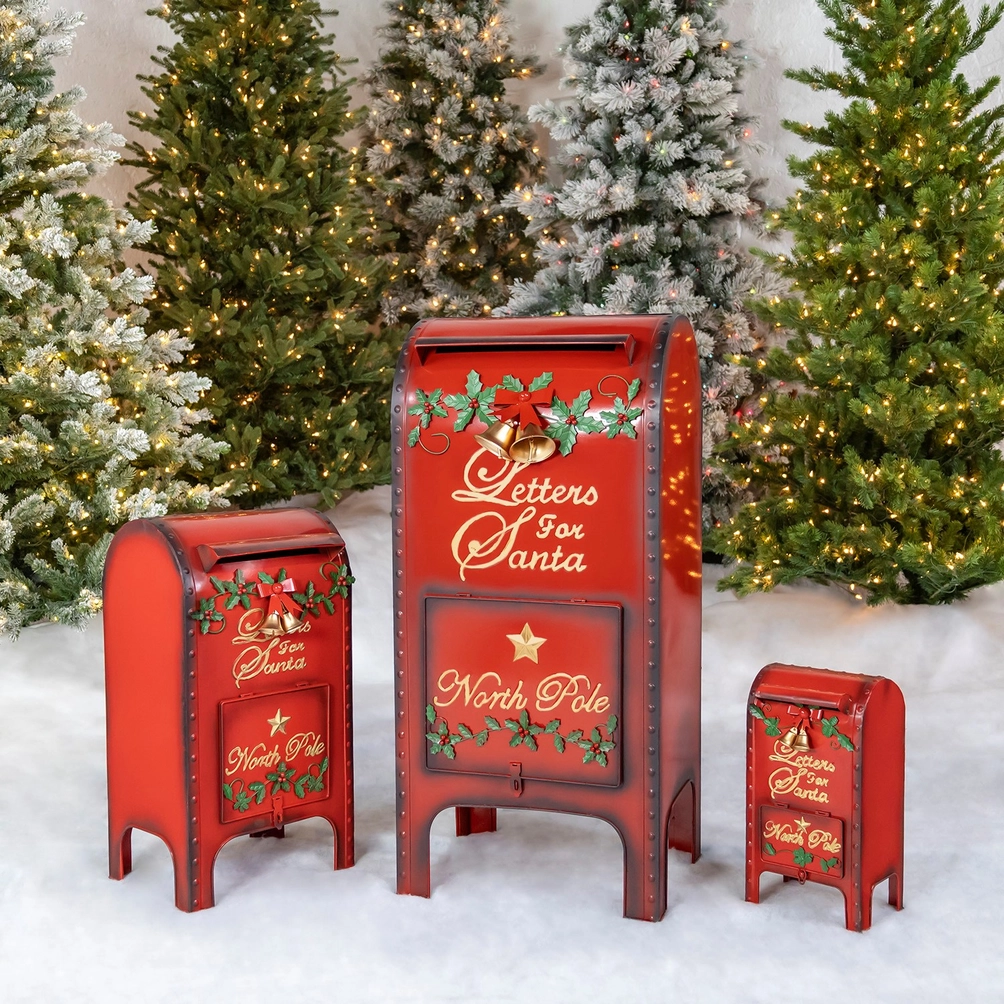Letters To Santa Set of 3 Mailboxes For Christmas Decor
