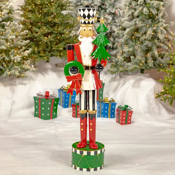 Light-Up Iron Christmas Nutcrackers - 5 Assorted Styles, Multicolored - 5ft Tall
