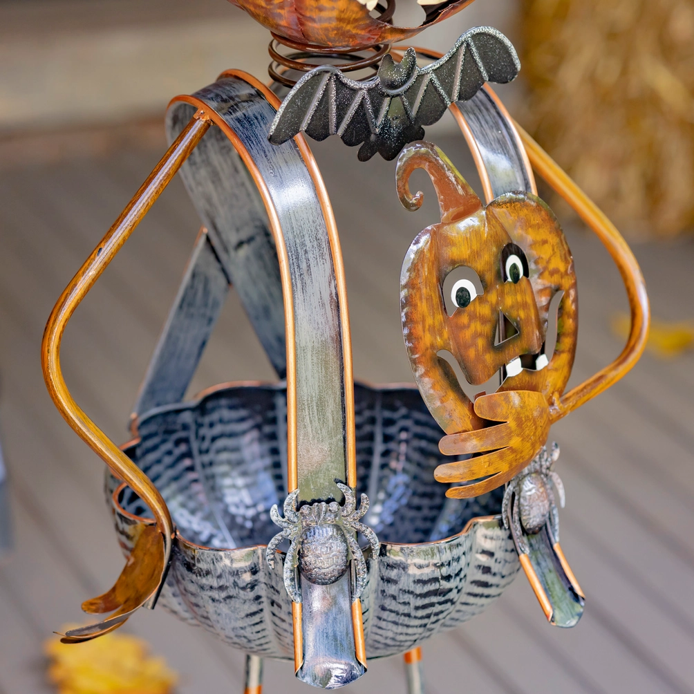 Metal Pumpkin Witch Figurine & Candy Holder for Halloween - 4.5' - Image 2