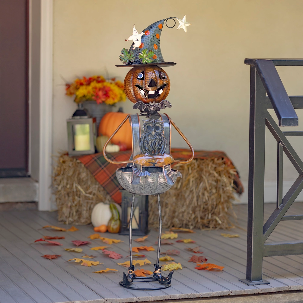 Metal Pumpkin Witch Figurine & Candy Holder for Halloween - 4.5' - Image 12
