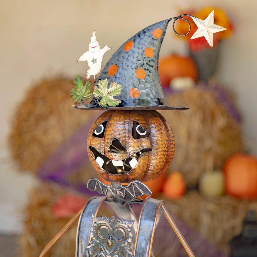 Metal Pumpkin Witch Figurine & Candy Holder for Halloween - 4.5' - Image 11