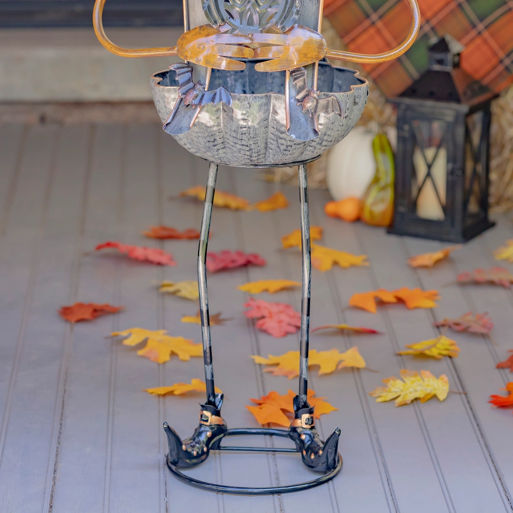 Metal Pumpkin Witch Figurine & Candy Holder for Halloween - 4.5' - Image 8