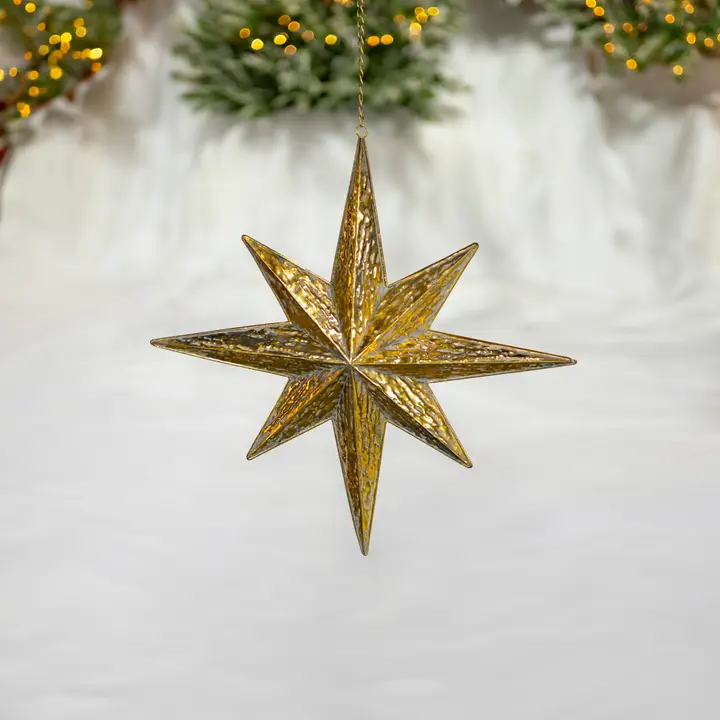 Polaris Gold North Star Hanging Iron Decorations - 6 Assorted , Gold