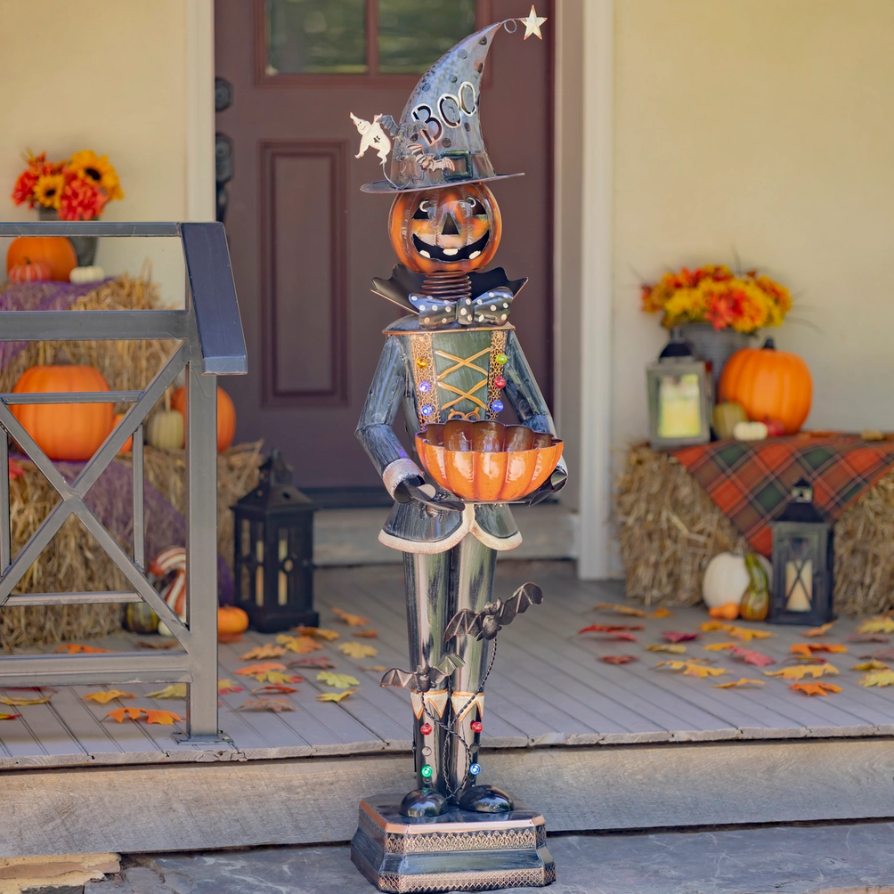 Pumpkin Soldier Decoration & Candy Bowl with Led 55.5" Tall - Image 5