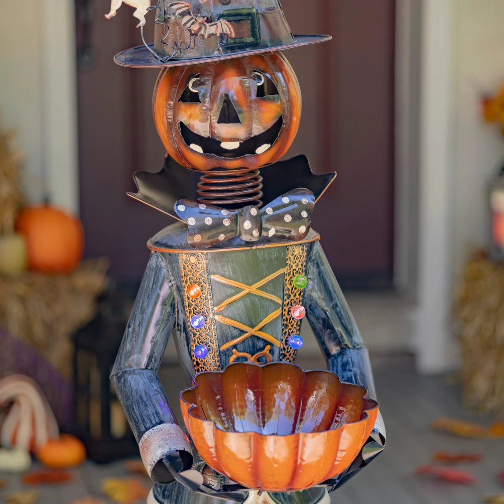 Pumpkin Soldier Decoration & Candy Bowl with Led 55.5" Tall - Image 4