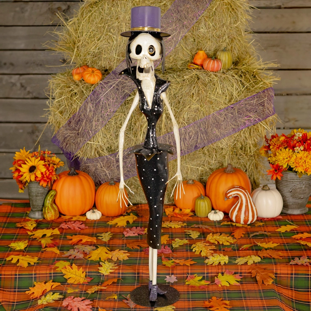 Set of 2 Vintage Horror Noir Metal Skeleton Figurines - Image 4