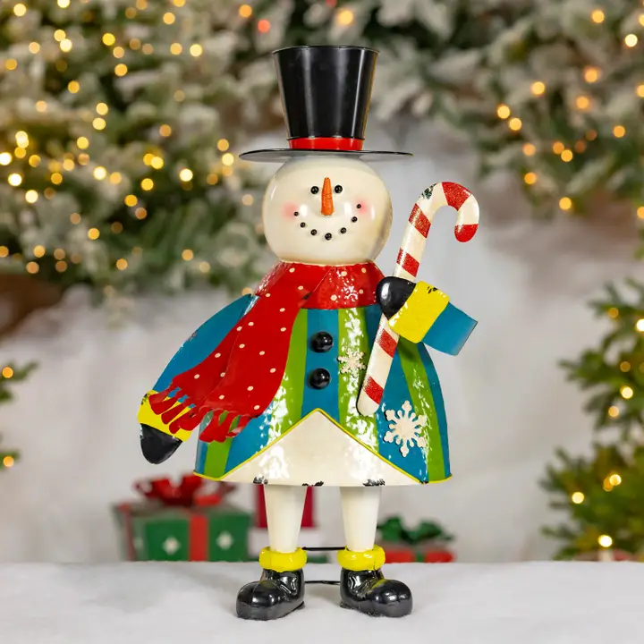 Snowman Holding Candy Cane Figurine "Jingle-Jangle", Multi - 25.5" Tall