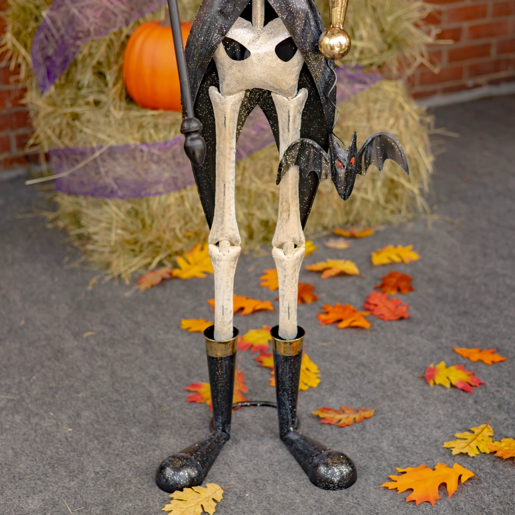 Spooky Standing Skeleton Soldiers with Staffs - 63.5" - Image 3