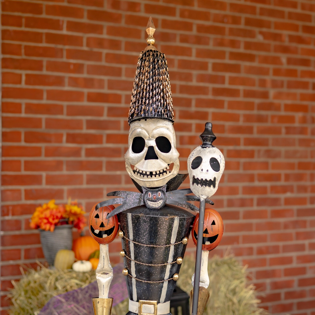 Spooky Standing Skeleton Soldiers with Staffs - 63.5" - Image 2