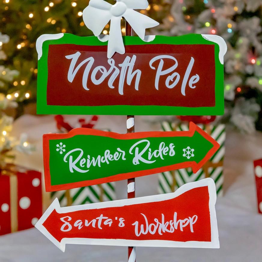Standing "North Pole" Solar Lantern with Signs, Multi - 50" Tall - Image 2