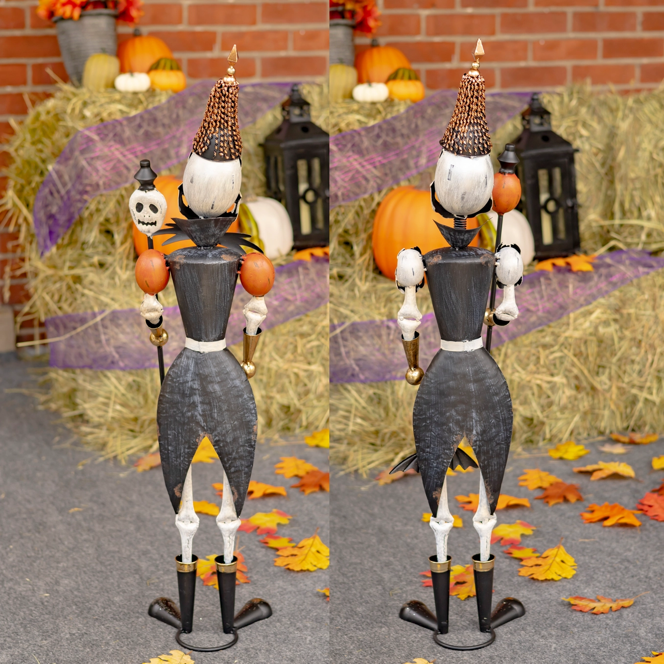Standing Spooky Skeleton Soldiers with Staffs for Halloween Decoration - 36" Tall - Image 3