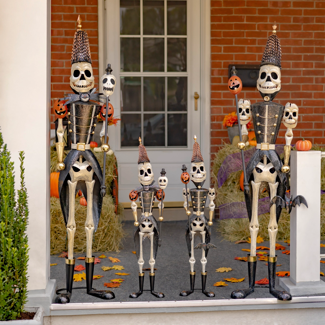 Standing Spooky Skeleton Soldiers with Staffs for Halloween Decoration - 36" Tall - Image 2