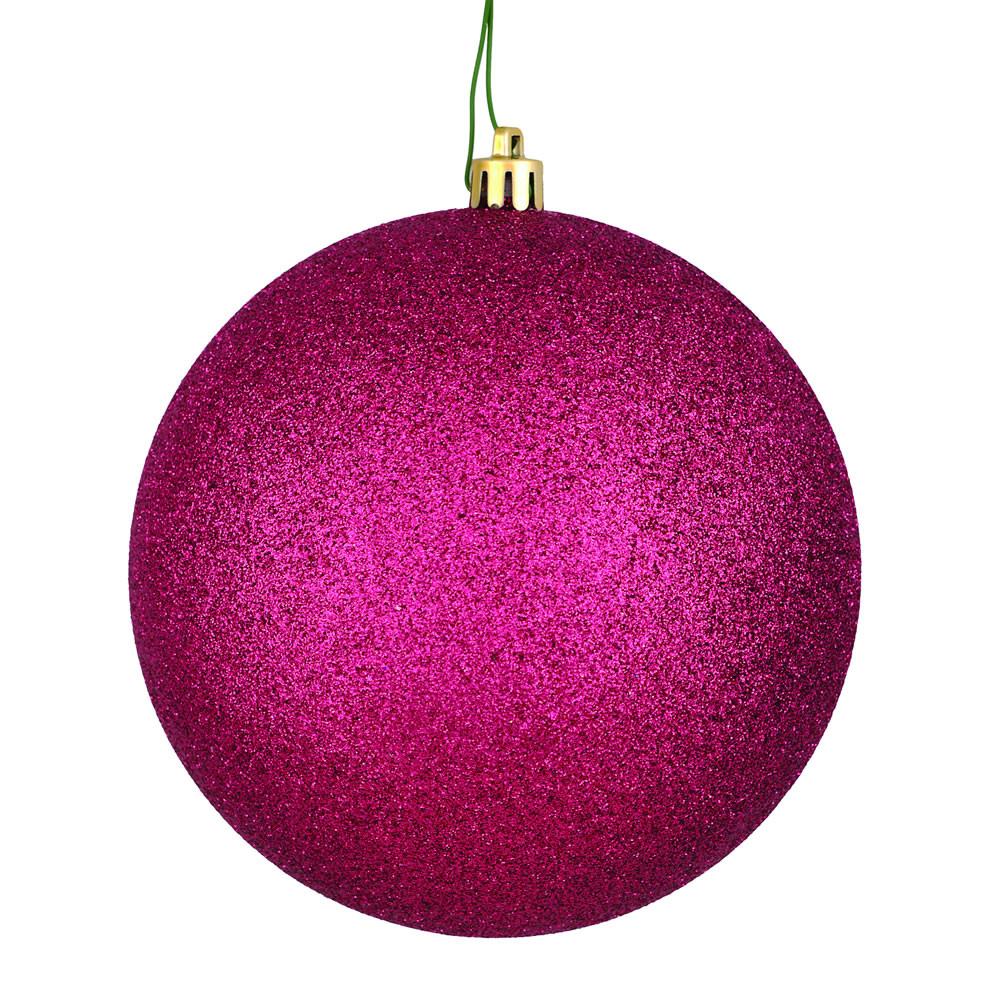 Vickerman - 6 Ball Ornaments, Berry Glitter Finish - 4 Inch