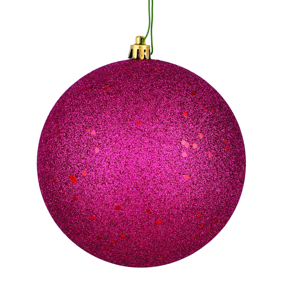 Vickerman - 6 Ball Ornaments, Berry Sequin Finish - 4 Inch