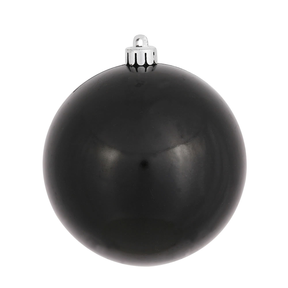 Vickerman - 6 Ball Ornaments, Black Candy Finish - 4 Inch