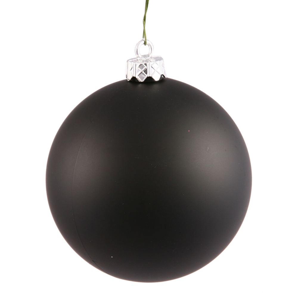 Vickerman - 6 Ball Ornaments, Black Matte Finish - 4 Inch