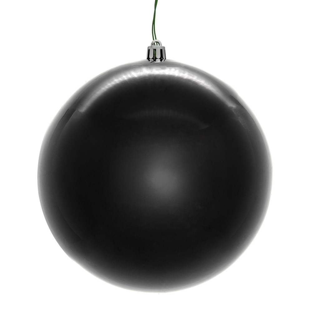 Vickerman - 6 Ball Ornaments, Black Pearl Seamless Finish - 4 Inch