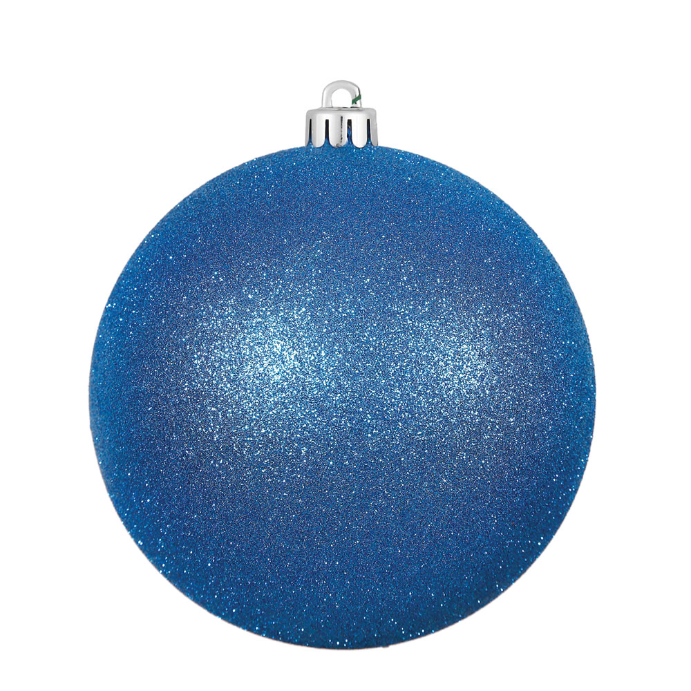 Vickerman - 6 Ball Ornaments, Blue Glitter Finish - 4 Inch