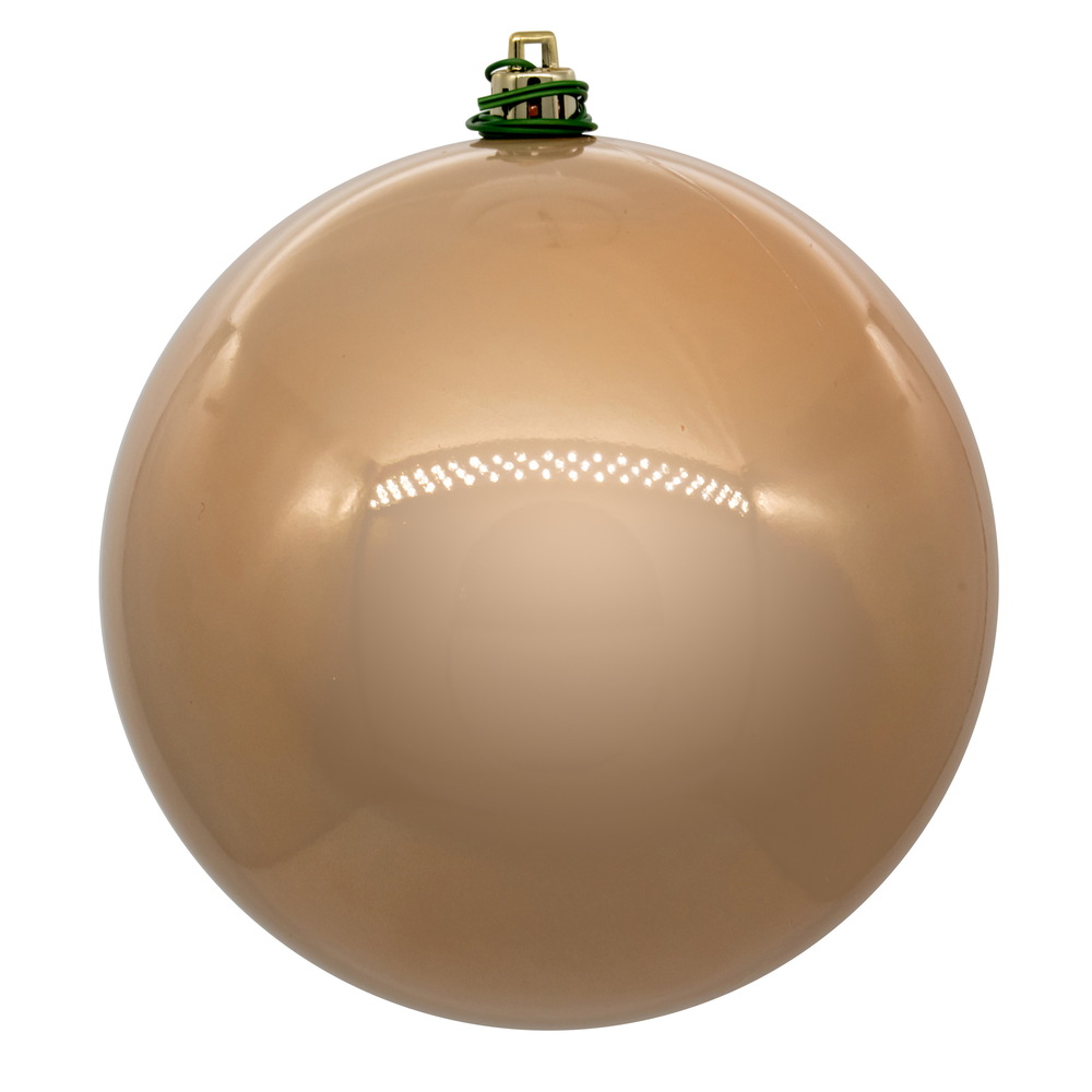 Vickerman - 6 Ball Ornaments, Café Latte Pearl Finish - 4 Inch