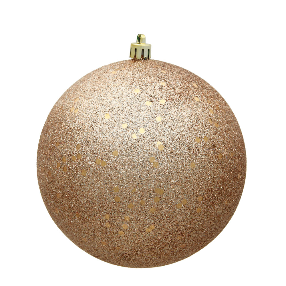 Vickerman - 6 Ball Ornaments, Café Latte Sequin Finish - 4 Inch