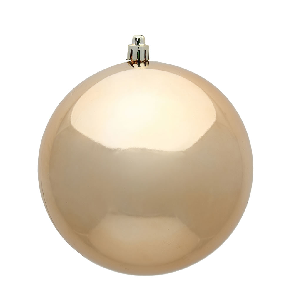 Vickerman - 6 Ball Ornaments, Café Latte Shiny Finish - 4 Inch