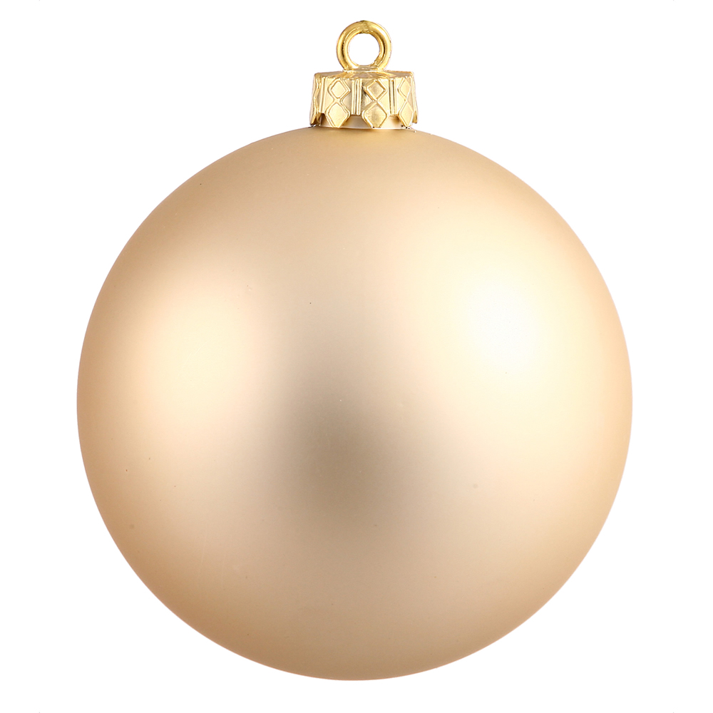 Vickerman - 6 Ball Ornaments, Champagne Matte Finish - 4 Inch