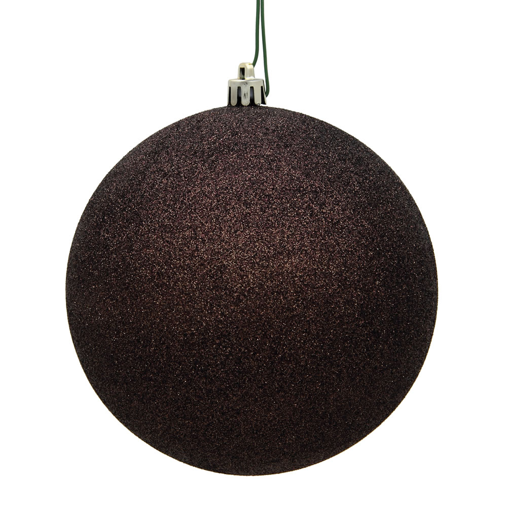 Vickerman - 6 Ball Ornaments, Chocolate Glitter Finish - 4 Inch