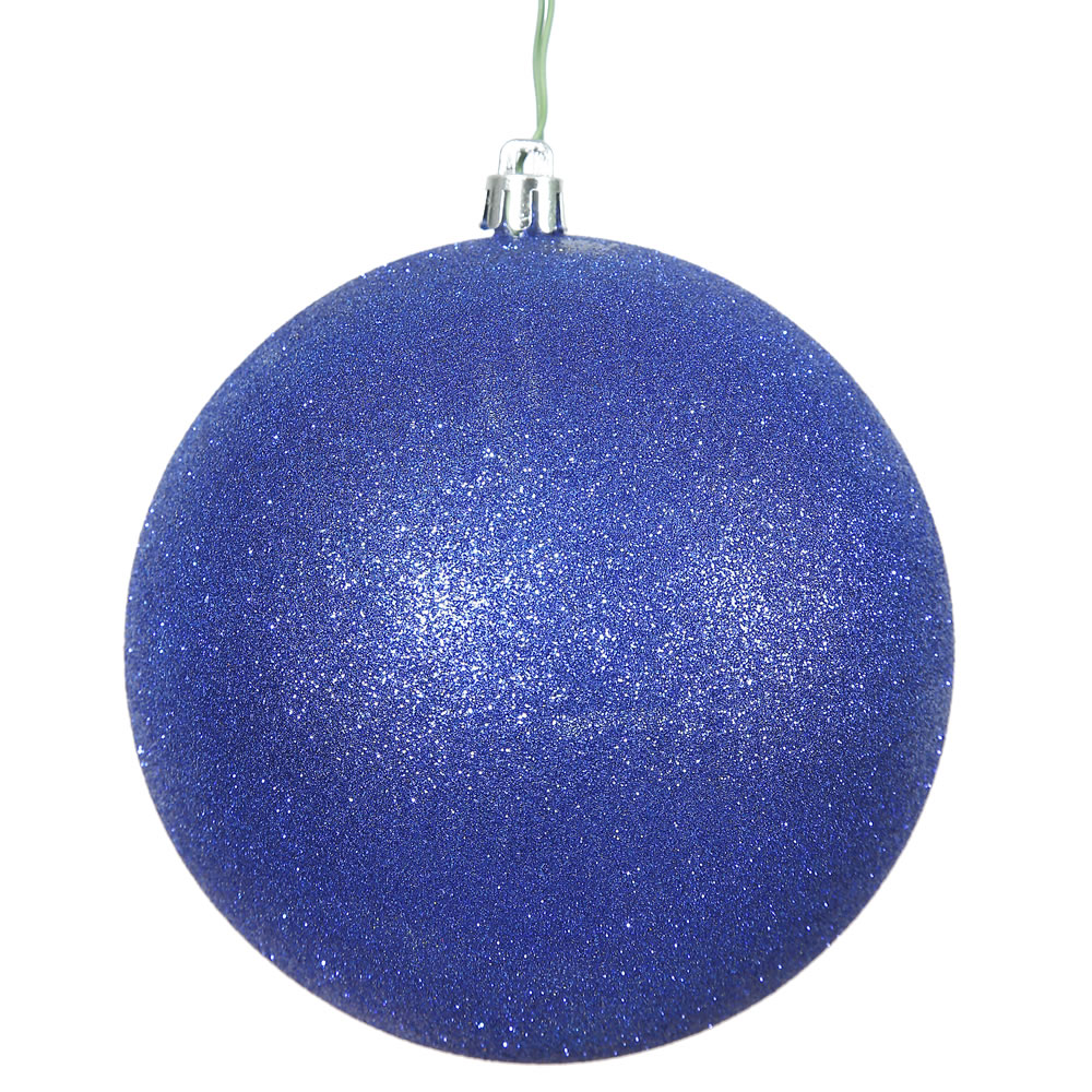 Vickerman - 6 Ball Ornaments, Colbalt Glitter Finish - 6 Inch