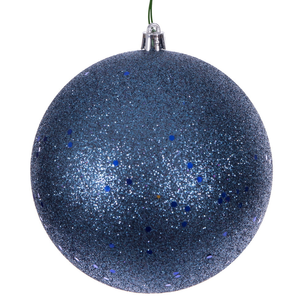 Vickerman - 6 Ball Ornaments, Denim Sequin Finish - 6 Inch
