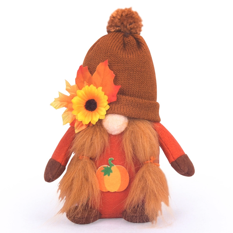 Fall Harvest Gnome Plush Decor with Pumpkin and Maple Leaf - Image 6